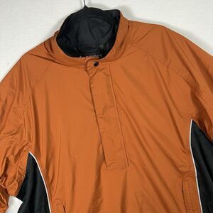 FootJoy DryJoys Golf Rain Shirt Mens XL Orange Black Short Sleeve 1/4 Zip Jacket